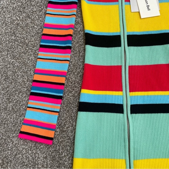 ANDERSSON BELL Womens Multi Stripe Zip Up Knit Mini Dress XS New Barbie Unique - Picture 4 of 10